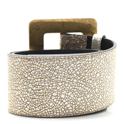Saint Laurent Metallic Calfskin Square Buckle Wide Belt 65 26 Gold 2 of 4