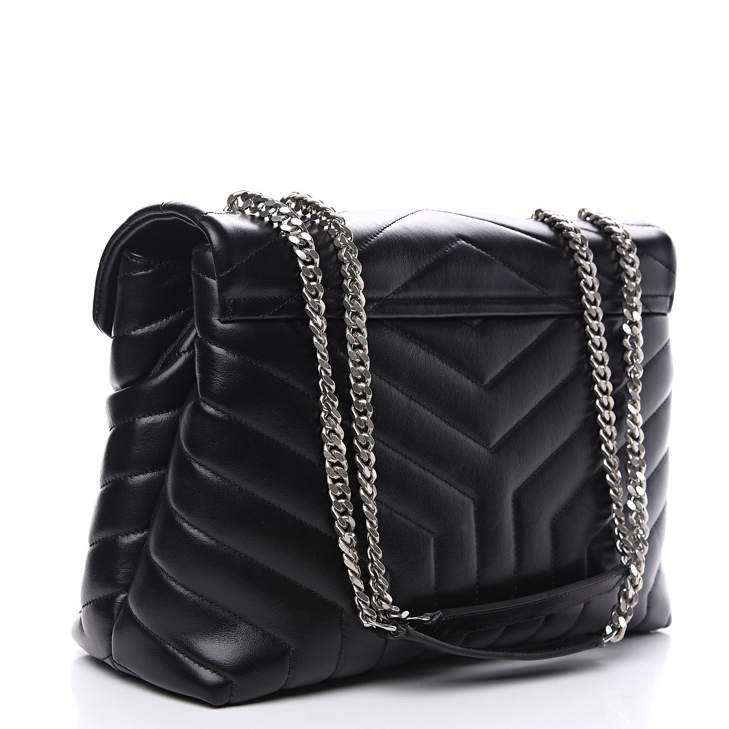 Saint Laurent Calfskin Y Quilted Monogram Medium Loulou Chain Satchel Black 2 of 8