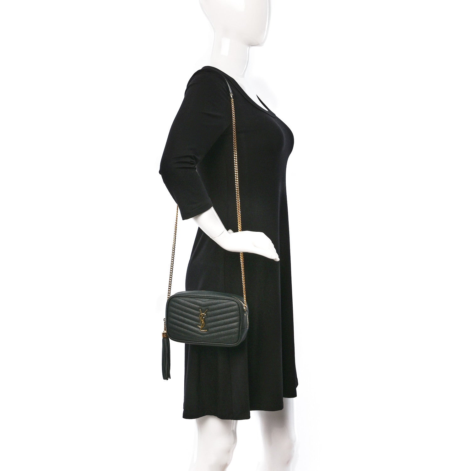 Saint Laurent Grain De Poudre Matelasse Monogram Mini Lou Camera Bag New Vert Fonce 2 of 10