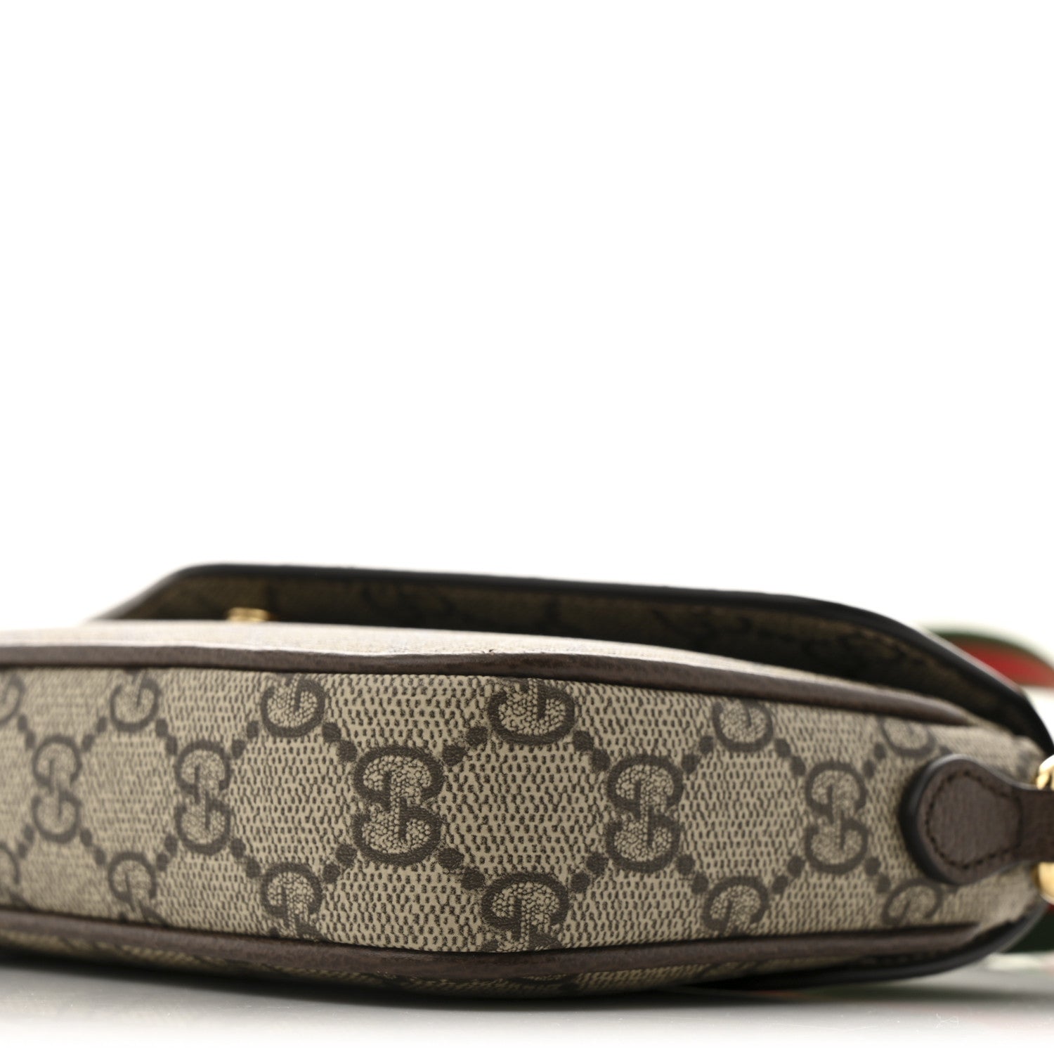 Gucci GG Supreme Monogram Textured Dollar Calfskin Web Mini Ophidia Envelope Shoulder Bag Beige Ebony 10 of 12