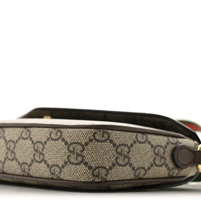 Gucci GG Supreme Monogram Textured Dollar Calfskin Web Mini Ophidia Envelope Shoulder Bag Beige Ebony 10 of 12