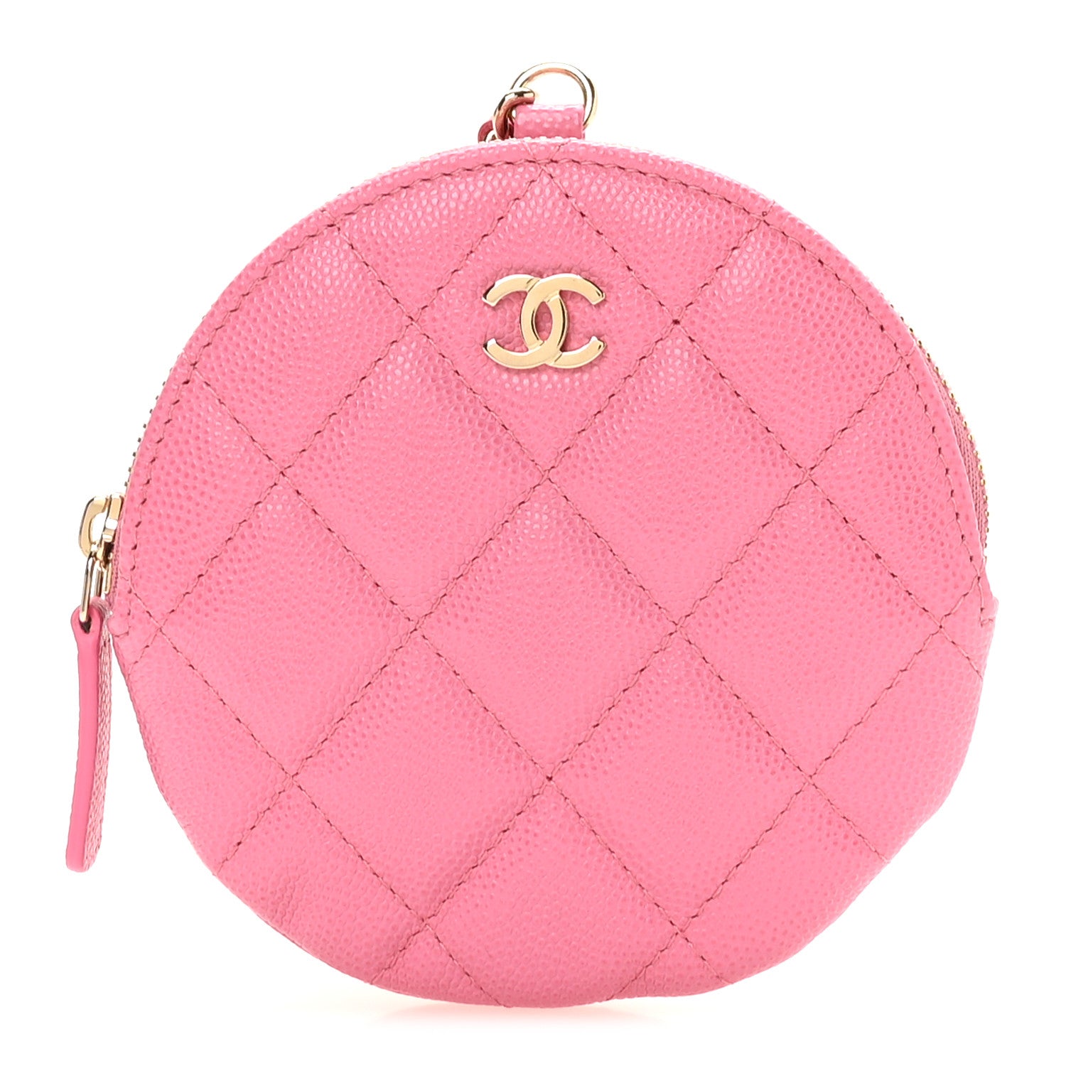 Chanel Caviar Quilted Round Clip On Coin Purse Pink 1 of 8