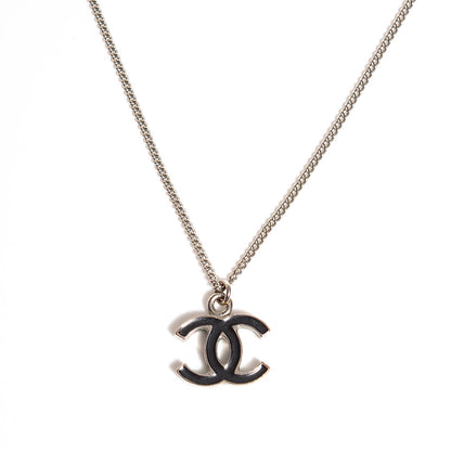 Chanel Enamel CC Necklace Black Silver 1 of 4