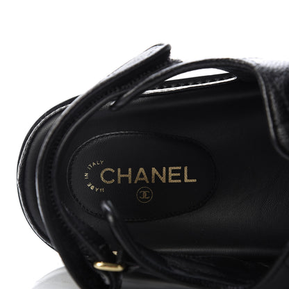 Chanel Grained Calfskin Velcro Dad Sandals 39 Black 7 of 10