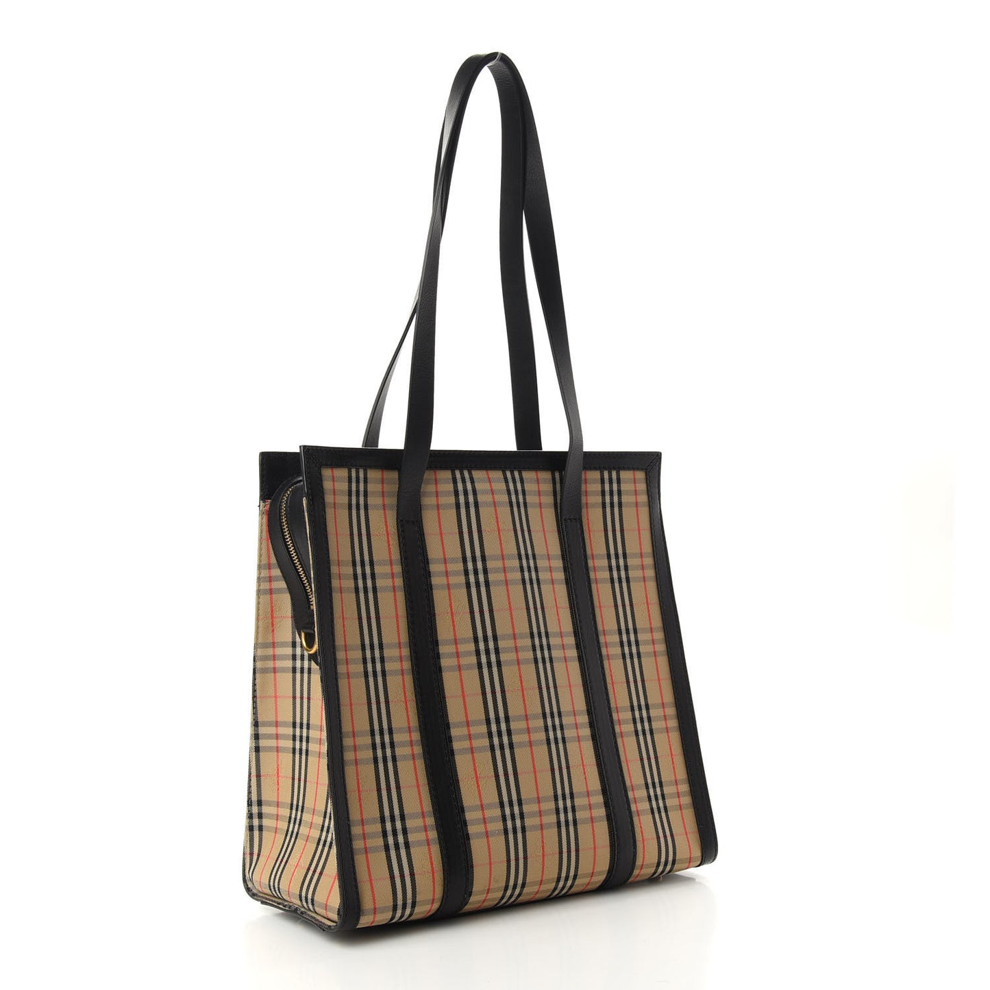 Calfskin 1983 Knight Check Link Medium Zip Tote Black