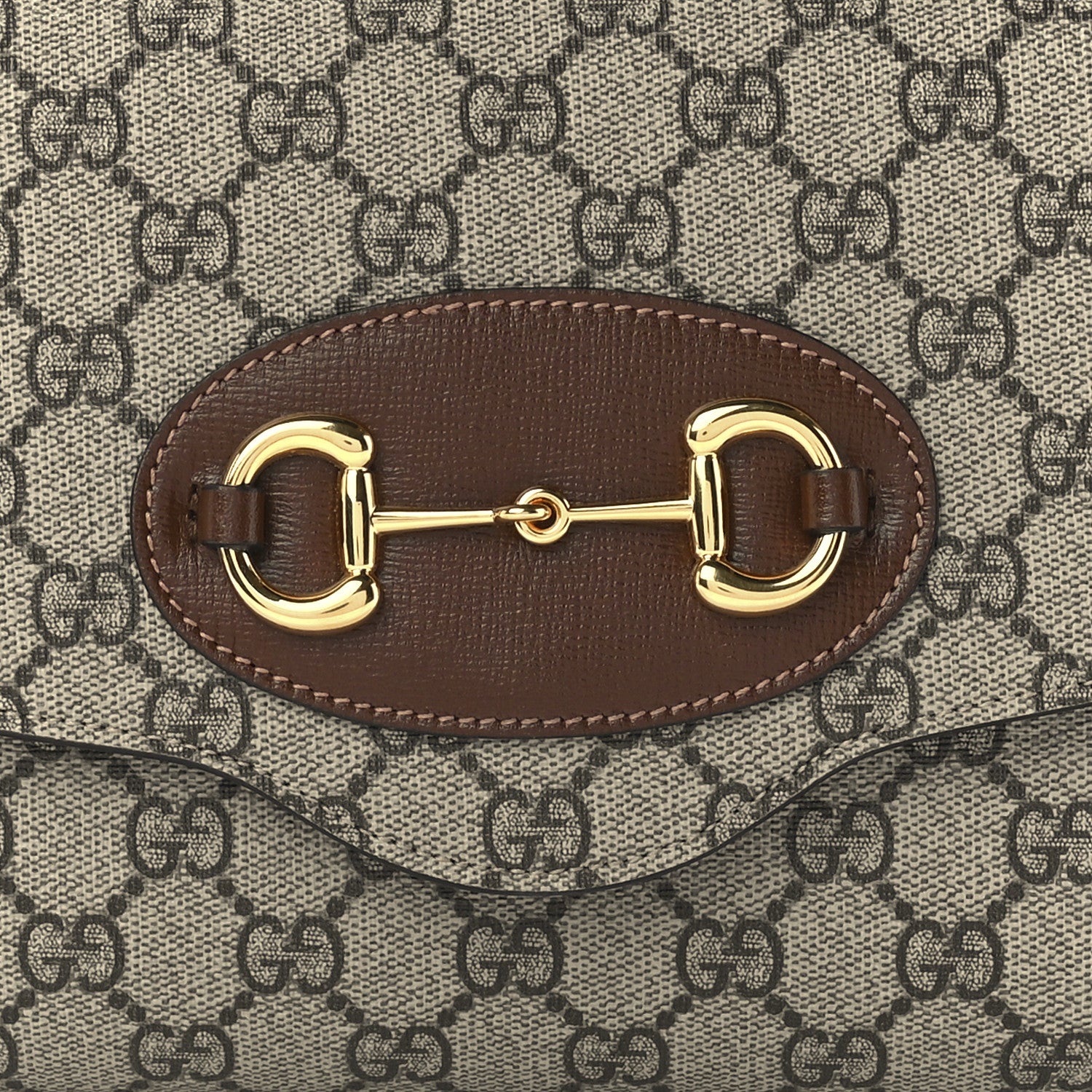 Gucci GG Supreme Monogram Azalea Calfskin Web Small Horsebit 1955 Crossbody Bag Beige Ebony Brown Sugar 8 of 12