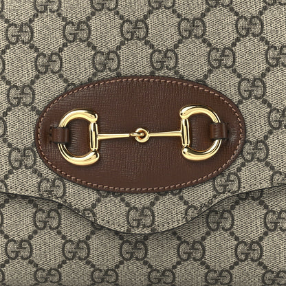 Gucci GG Supreme Monogram Azalea Calfskin Web Small Horsebit 1955 Crossbody Bag Beige Ebony Brown Sugar 8 of 12