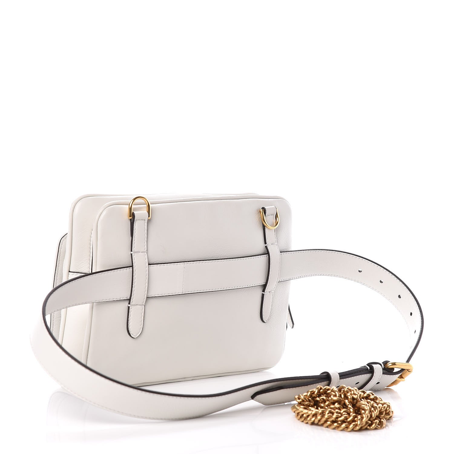 Fendi Nappa FF 1974 Diagonal Embossed Upside Down Belt Bag White 3 of 9