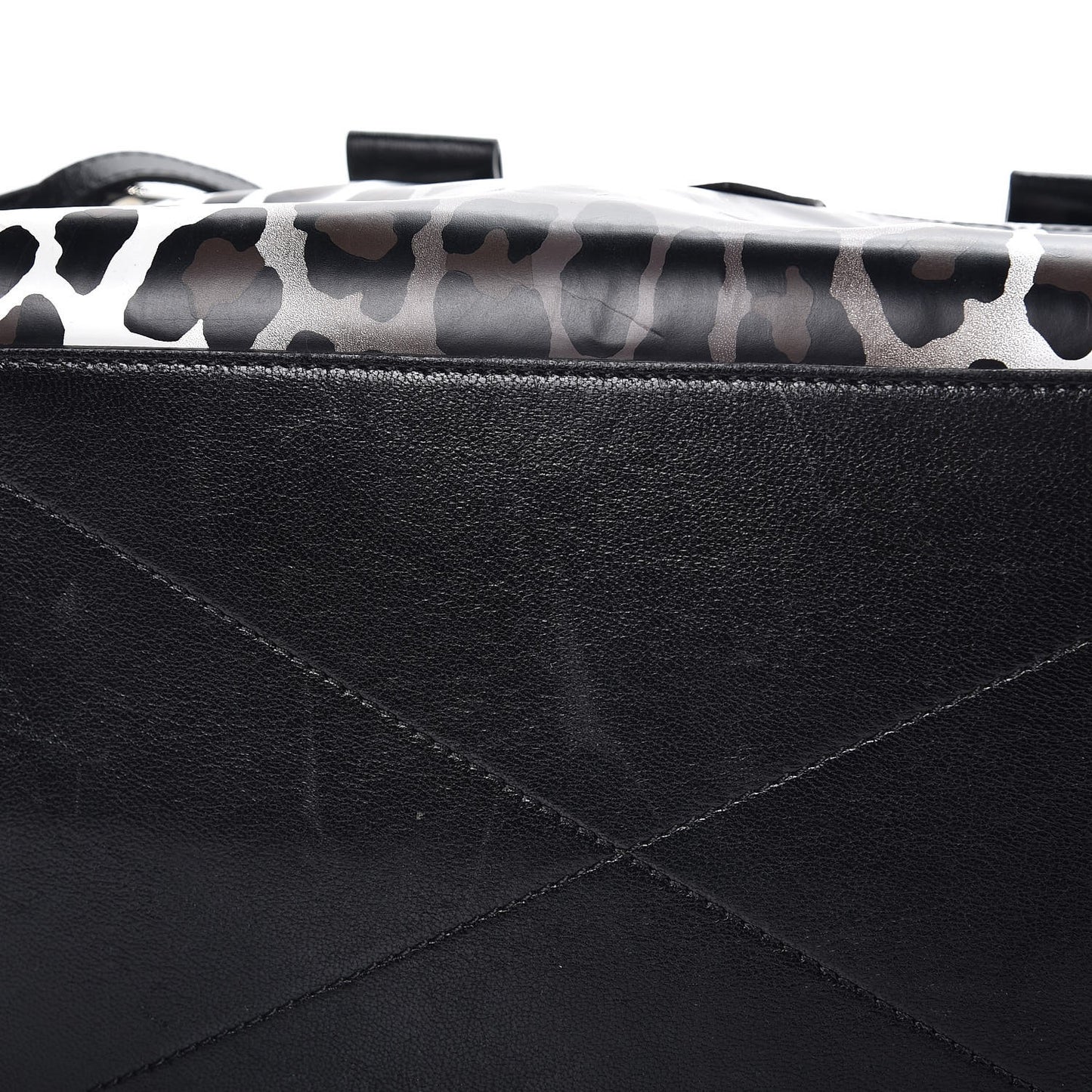 Coated Lambskin Leopard Print Antonia Tote Natural
