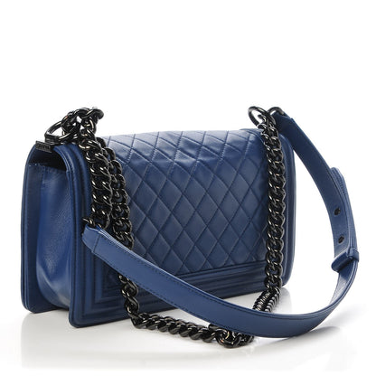 Chanel Calfskin Quilted Medium Boy Flap Blue 3 of 12