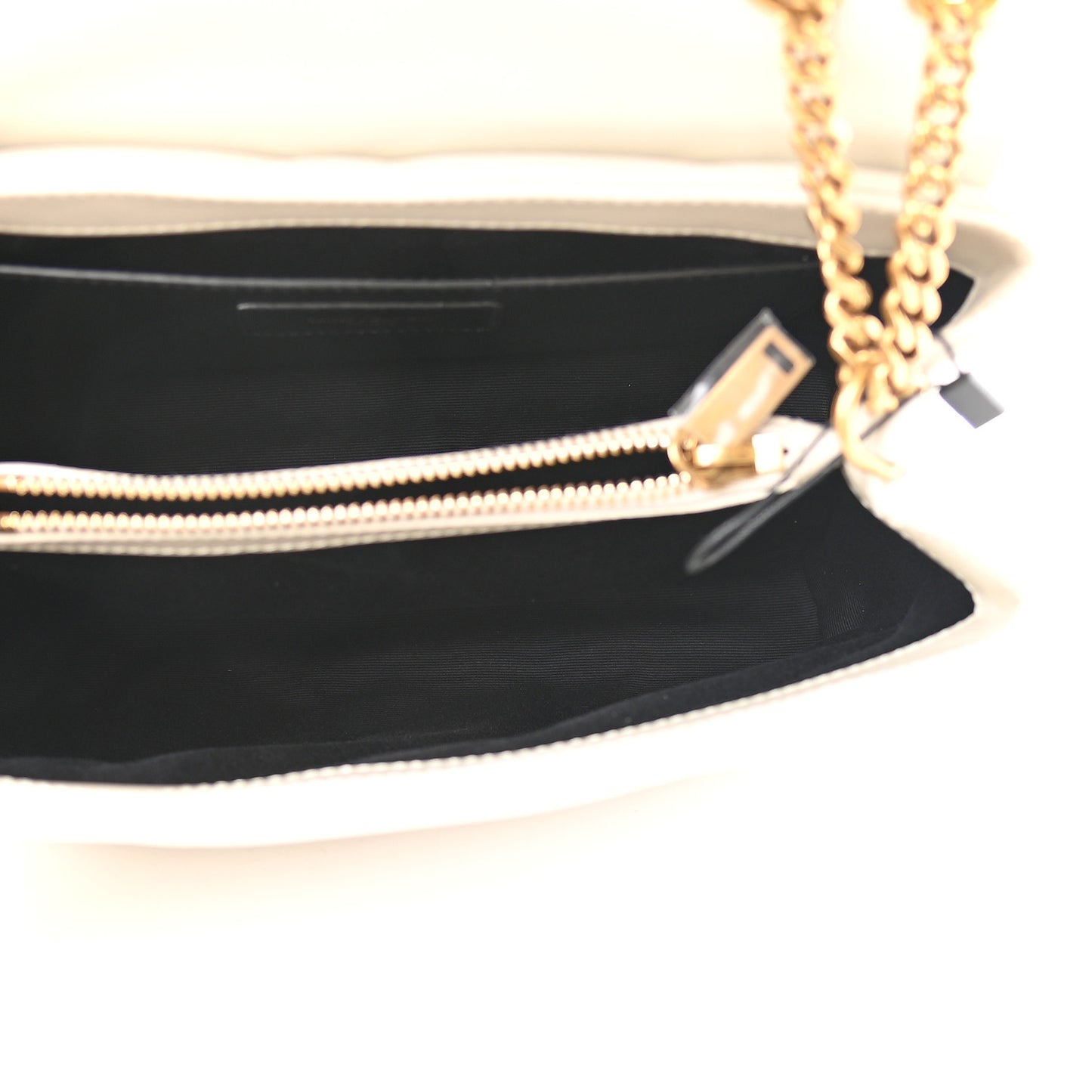 Calfskin Y Quilted Monogram Small Loulou Chain Satchel Crema Soft