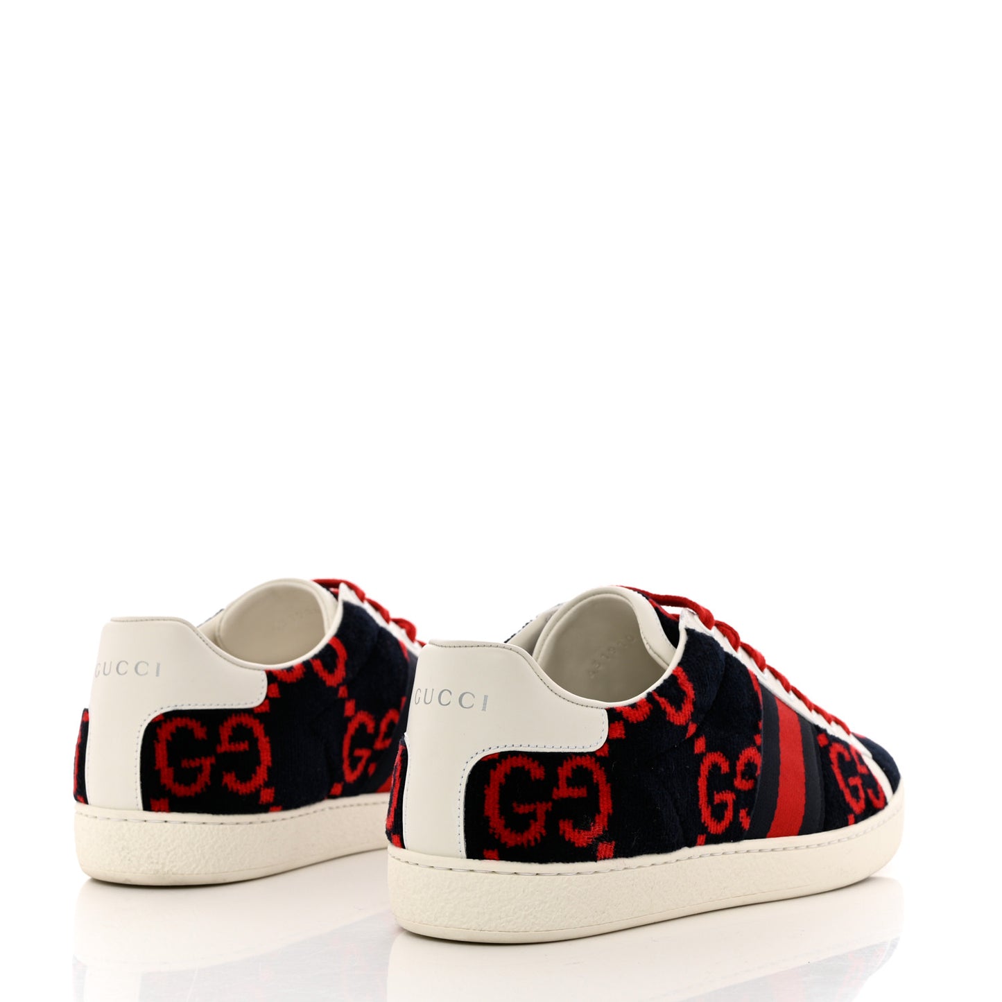 Terry Cloth GG Monogram Web Womens Ace Sneakers 37.5 Blue Red