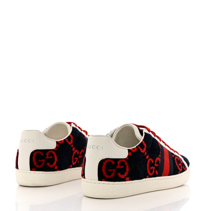 Gucci Terry Cloth GG Monogram Web Womens Ace Sneakers 37.5 Blue Red 4 of 9