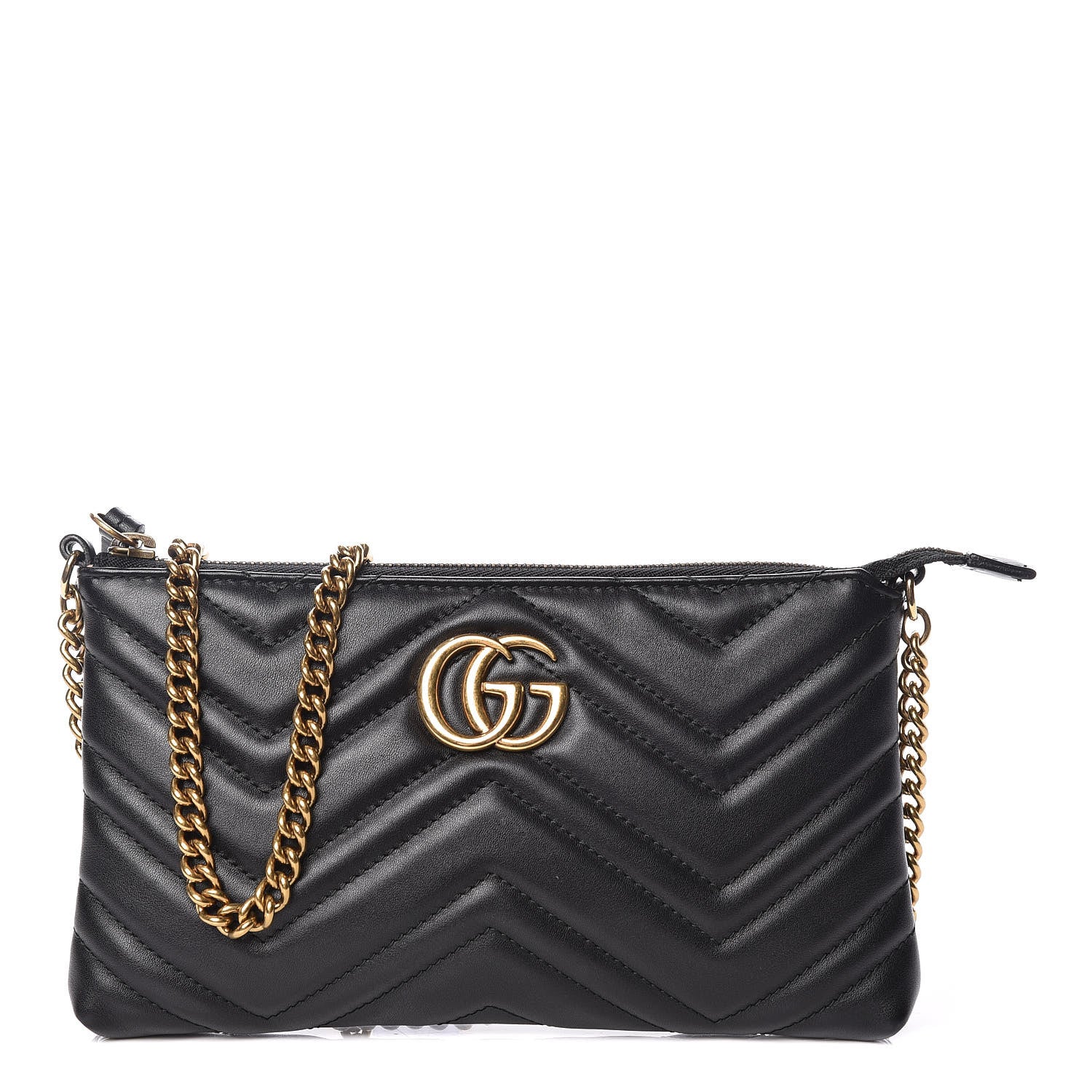 Gucci Calfskin Matelasse Mini GG Marmont Chain Bag Black 1 of 9