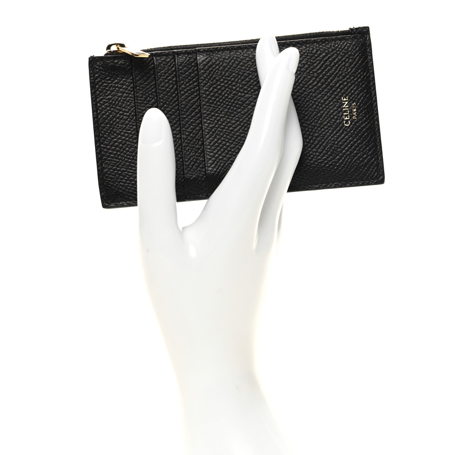 Celine Grained Calfskin Zipped Card Holder Black 2 of 8