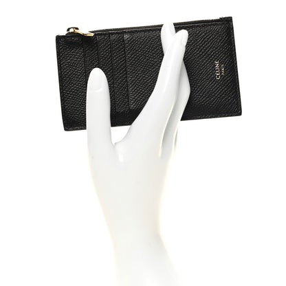 Celine Grained Calfskin Zipped Card Holder Black 2 of 8