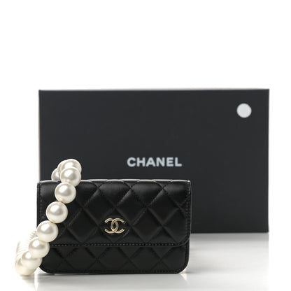 Chanel Calfskin Quilted Maxi Pearls Clutch With Chain Black 10 of 10