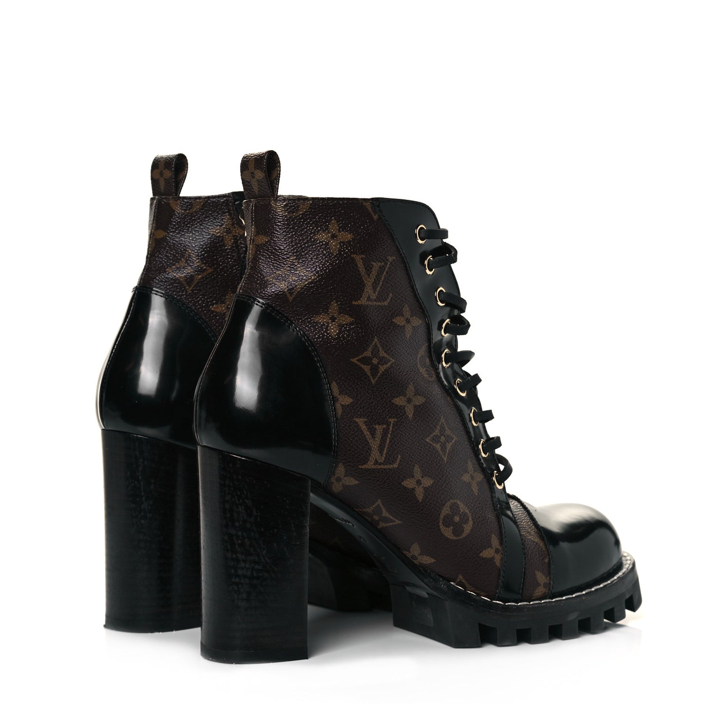 Patent Calfskin Monogram Star Trail Ankle Boots 41 Black