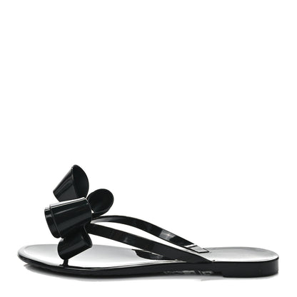 Valentino Garavani PVC Jelly Bow Thong Sandals 37 Black 1 of 8