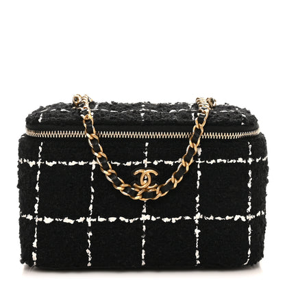 Chanel Tweed Pearl Crush Small Vanity Case With Chain Black White 1 of 12