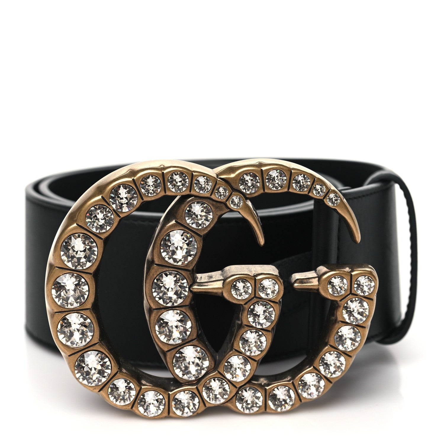 Gucci Calfskin Crystal Double G 55mm Belt 85 34 Black 1 of 5