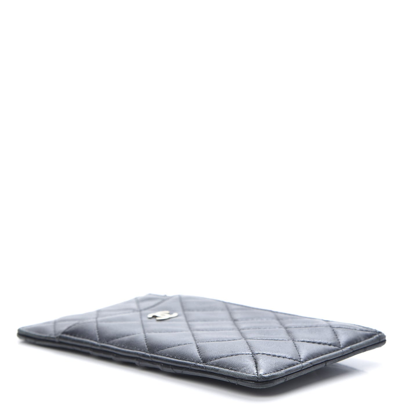 Lambskin Quilted Classic Flat Wallet Pouch Black