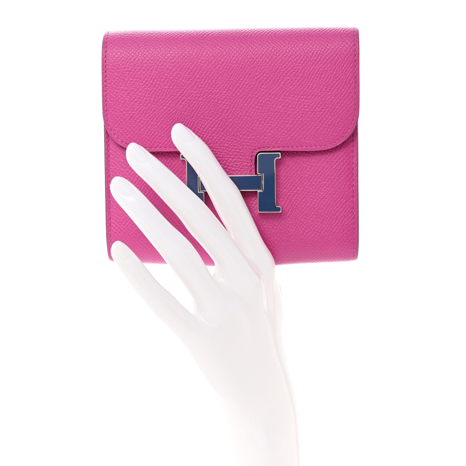 Hermes Epsom Enamel Constance Short Wallet Magnolia Bleu Brighton 2 of 13
