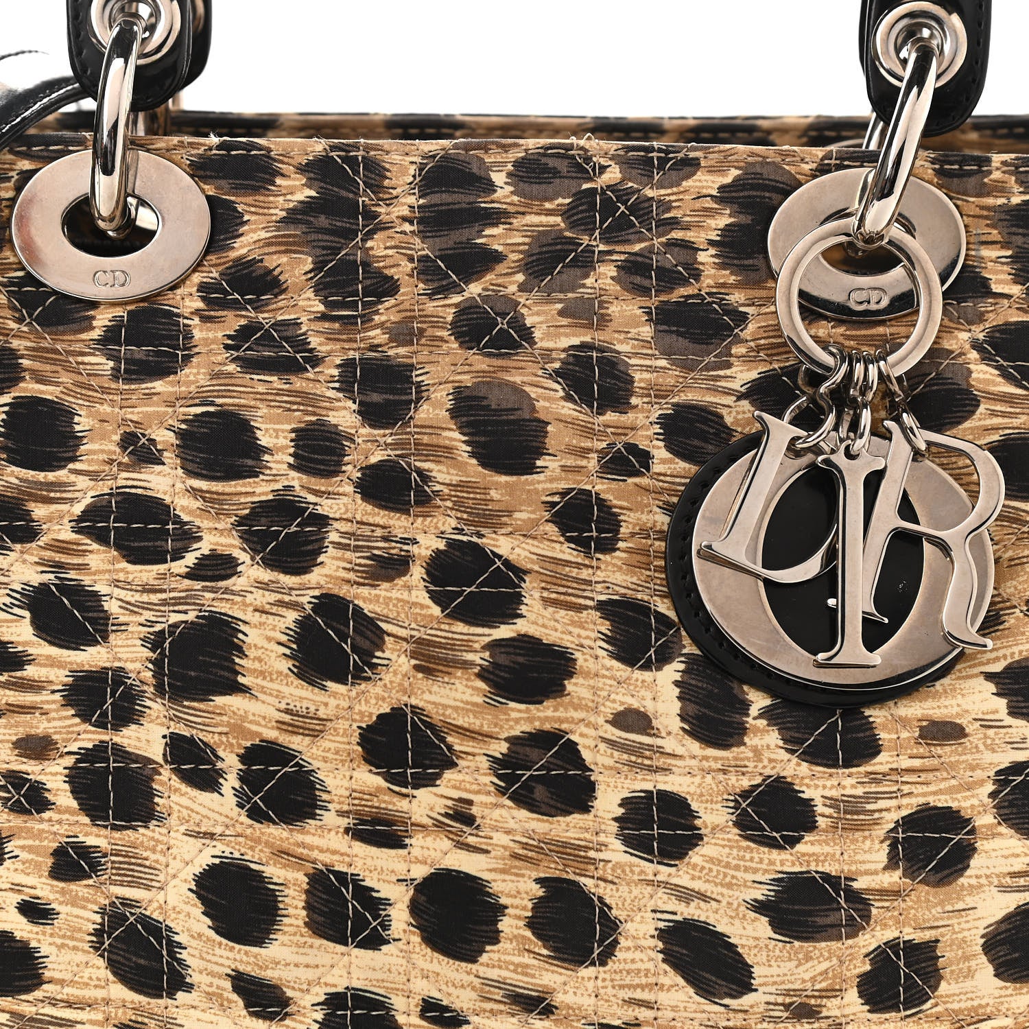 Christian Dior Canvas Leopard Print Medium Lady Dior 7 of 12
