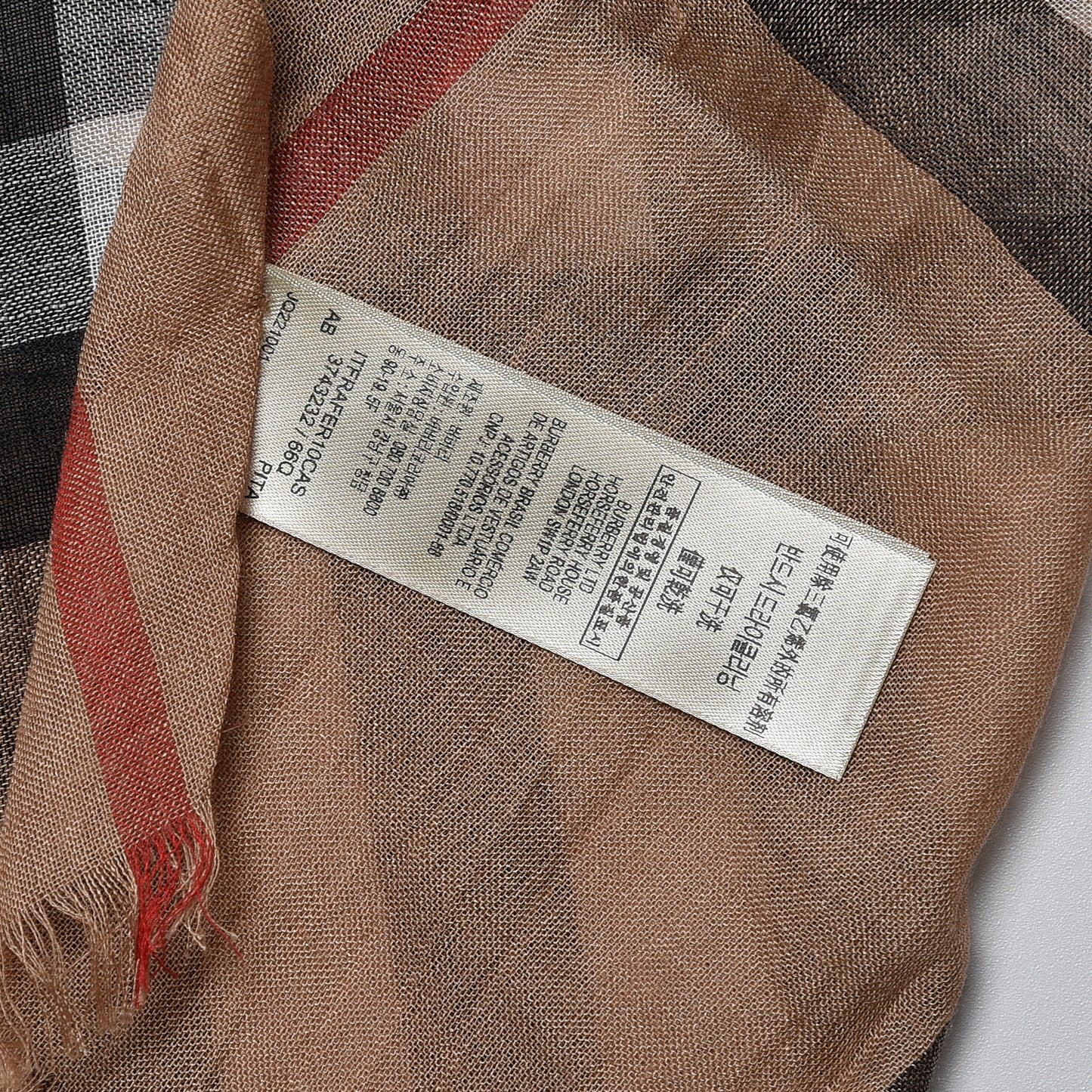Wool Silk House Check Lightweight Scarf Camel