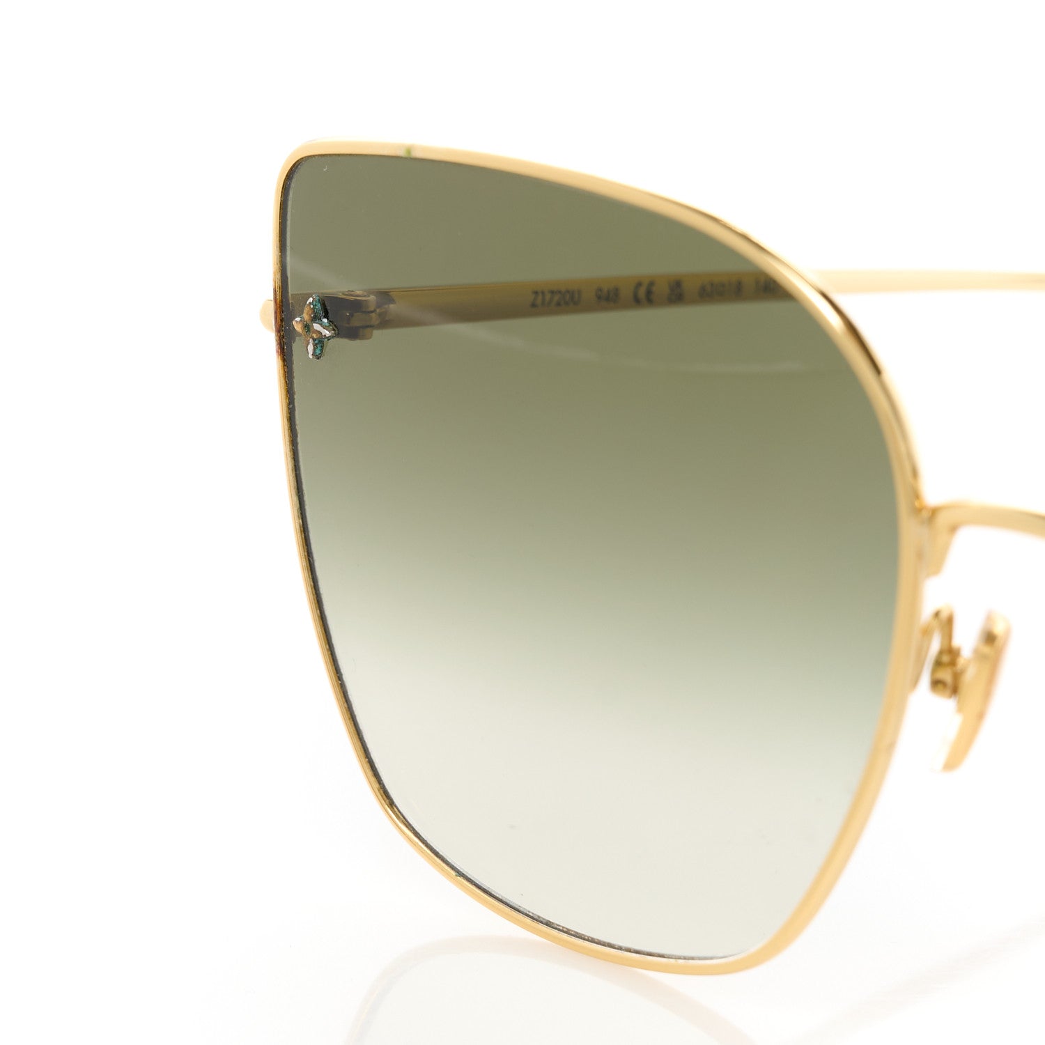 Louis Vuitton LOUIS VUITTON Metal LV Charm Cat Eye Sunglasses Z1720U Gold 9 of 10