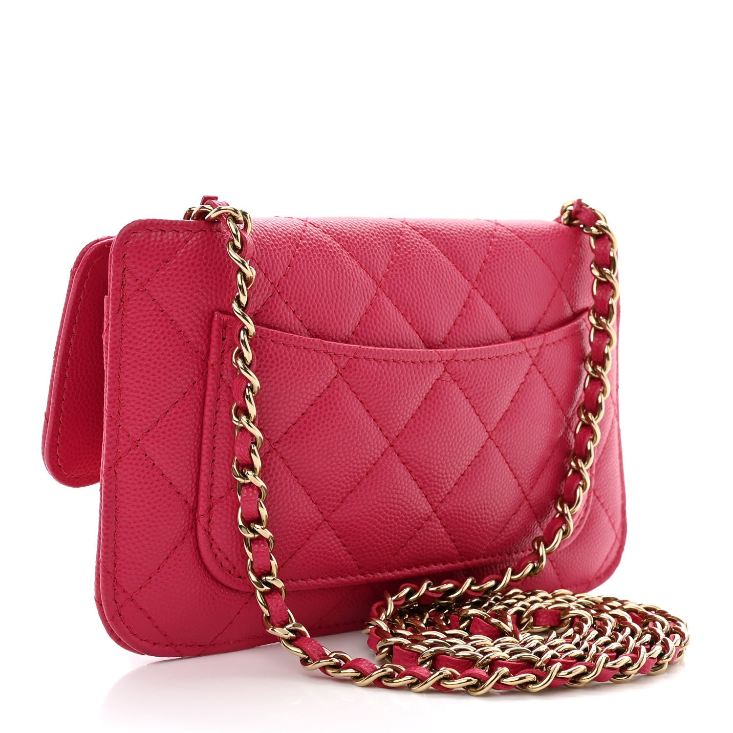 Chanel Caviar Fabric Quilted Foldable Tote With Chain Pink Multicolor 3 of 18