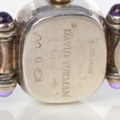 David Yurman Sterling Silver 14K Yellow Gold Mother of Pearl Amethyst 21mm Classic Cable Quartz Watch 6 of 7