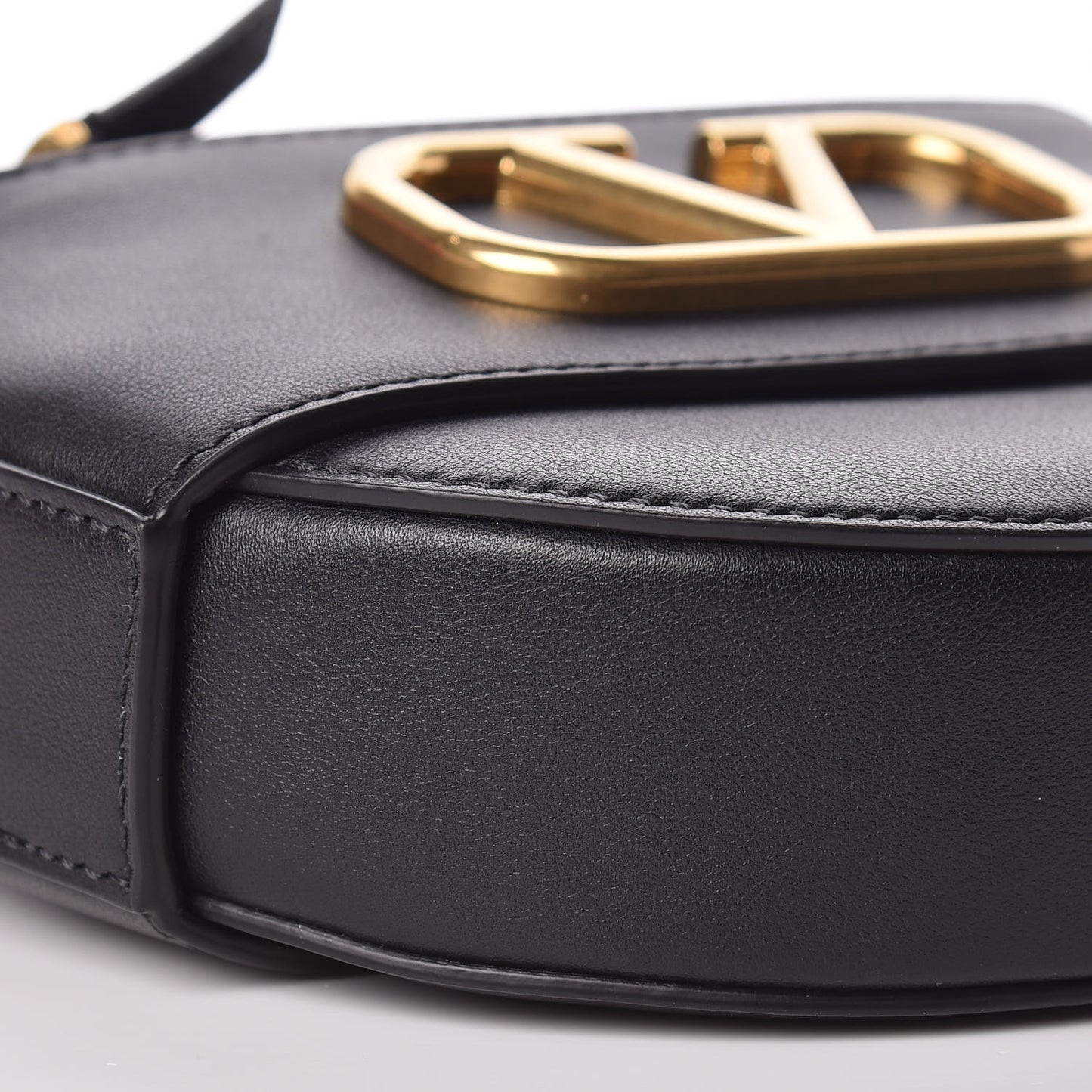 Calfskin VLogo Round Crossbody Bag Black