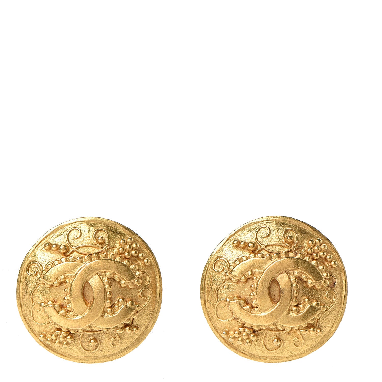 Chanel CC Button Clip On Earrings Gold 1 of 4