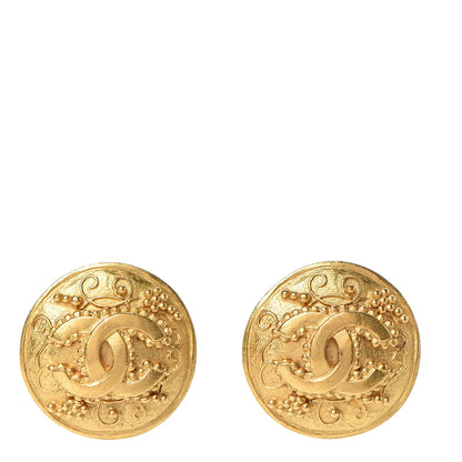 Chanel CC Button Clip On Earrings Gold 1 of 4