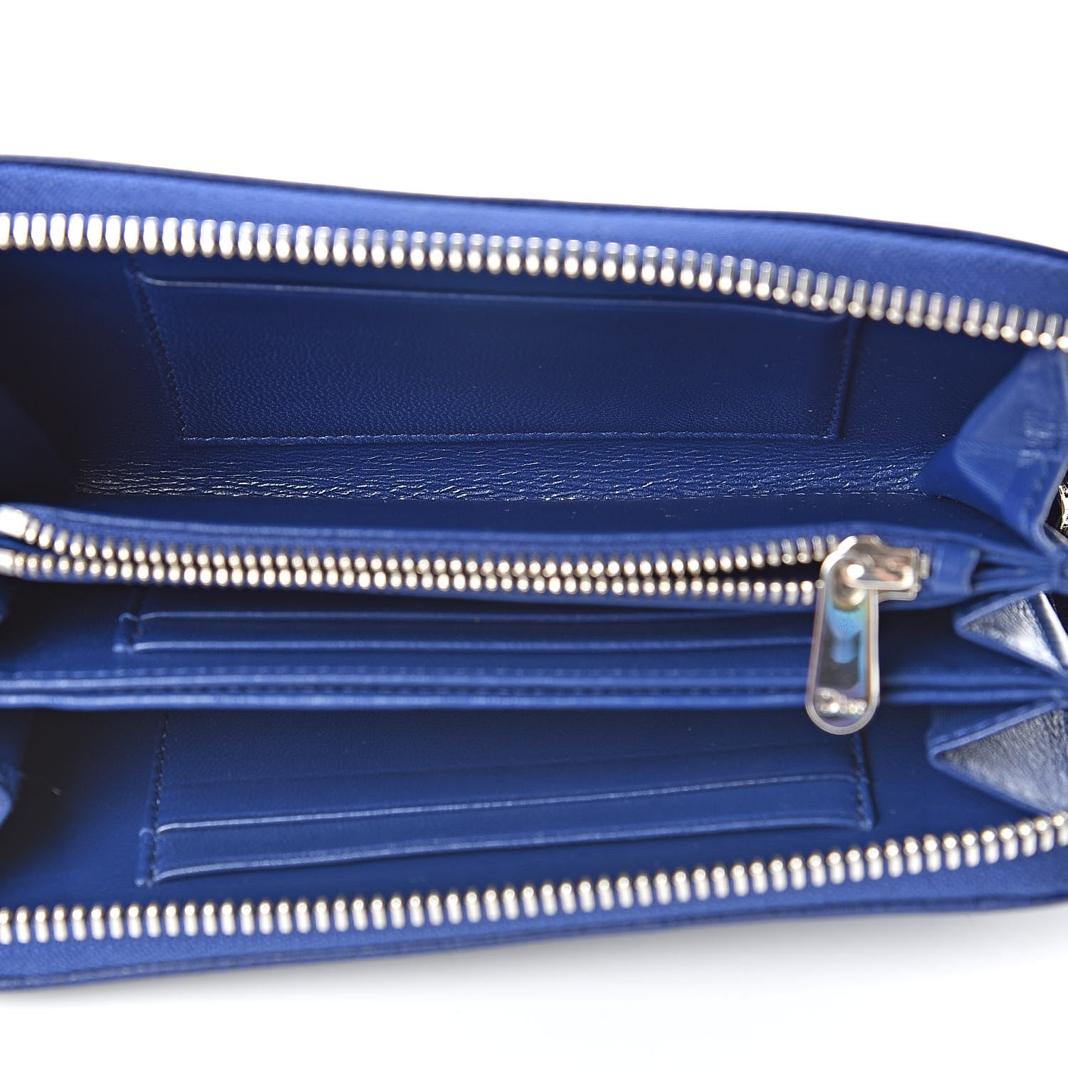 Christian Dior Grained Calfskin Cannage Medium Diorama Voyageur Wallet Blue 5 of 10