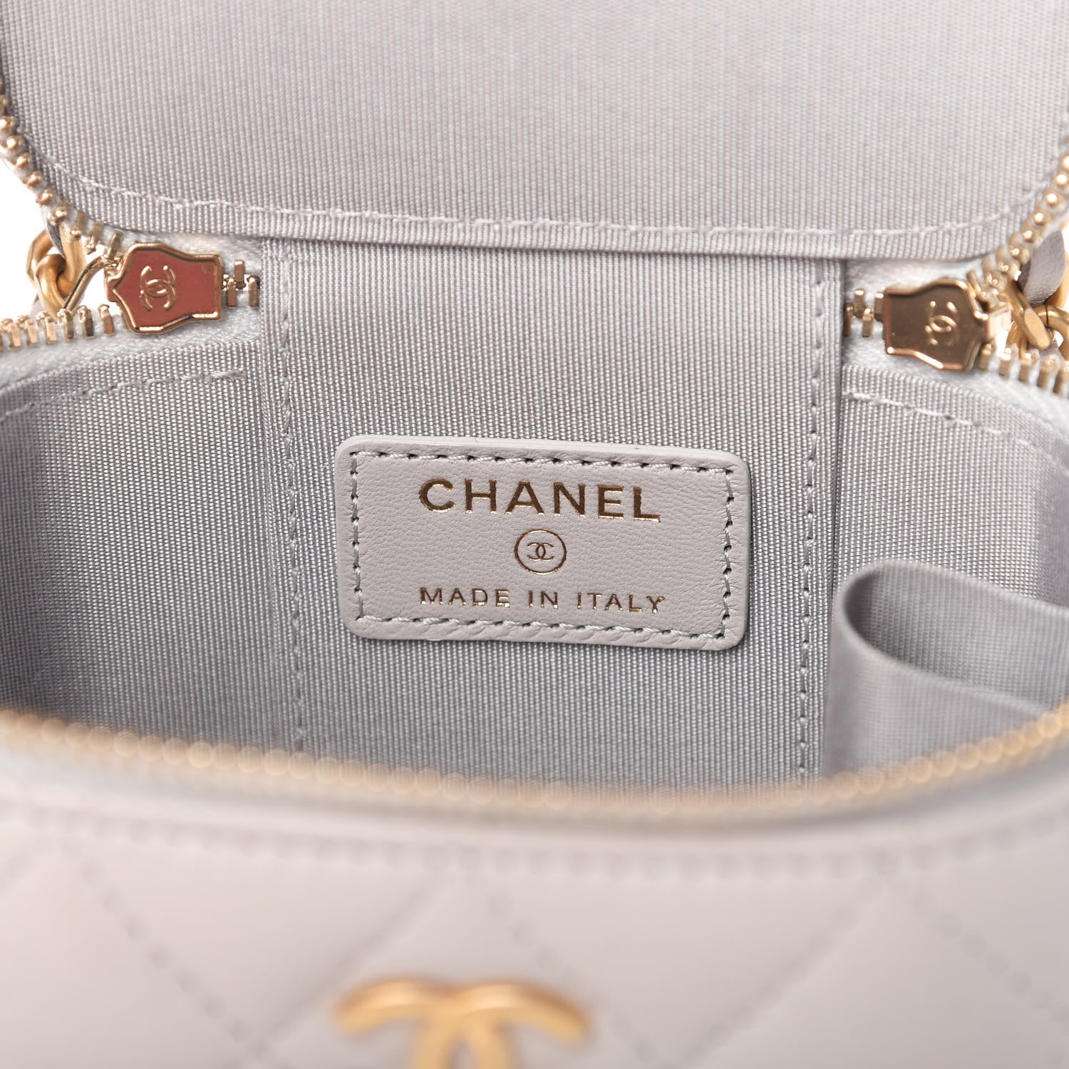 Chanel Lambskin Quilted Top Handle Mini Vanity Case With Chain Grey 8 of 11