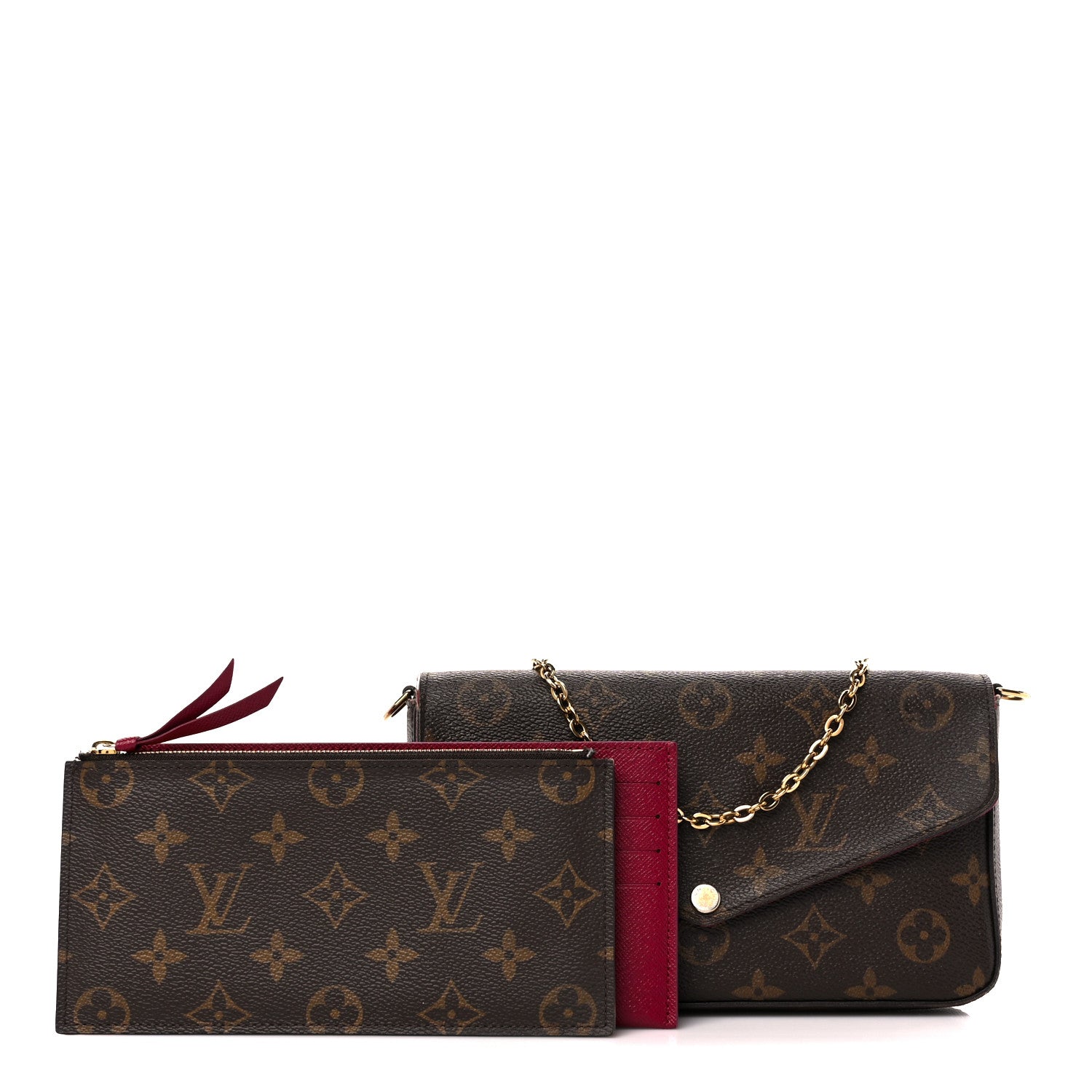 Louis Vuitton Monogram Pochette Felicie Chain Wallet Fuchsia 3 of 15