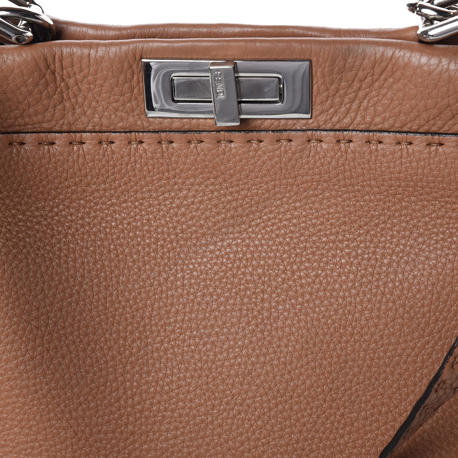 Fendi Cuoio Romano Selleria Bi-Color Medium Peekaboo Iconic Satchel Mou Deserto 11 of 15