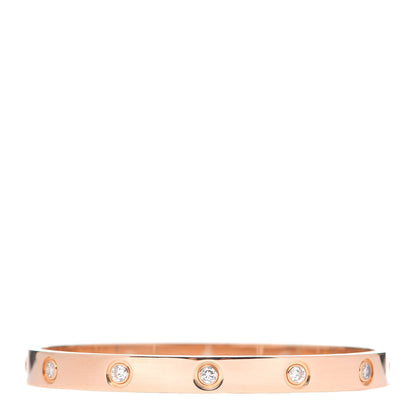 Cartier 18K Pink Gold 10 Diamond LOVE Bracelet 17 1 of 7