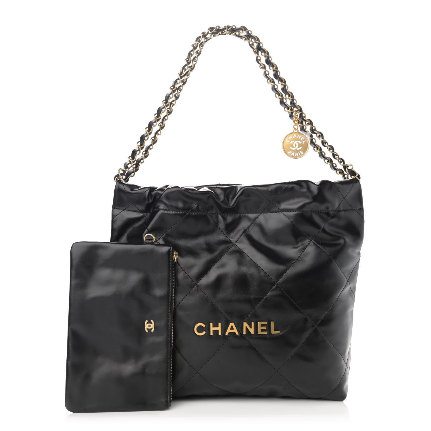Chanel Shiny Calfskin Quilted Small Chanel 22 Black 1 of 12