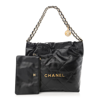 Chanel Shiny Calfskin Quilted Small Chanel 22 Black 1 of 12