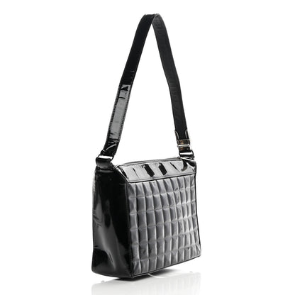 Chanel Patent Chocolate Bar Quilted CC Shoulder Bag Black 2 of 14