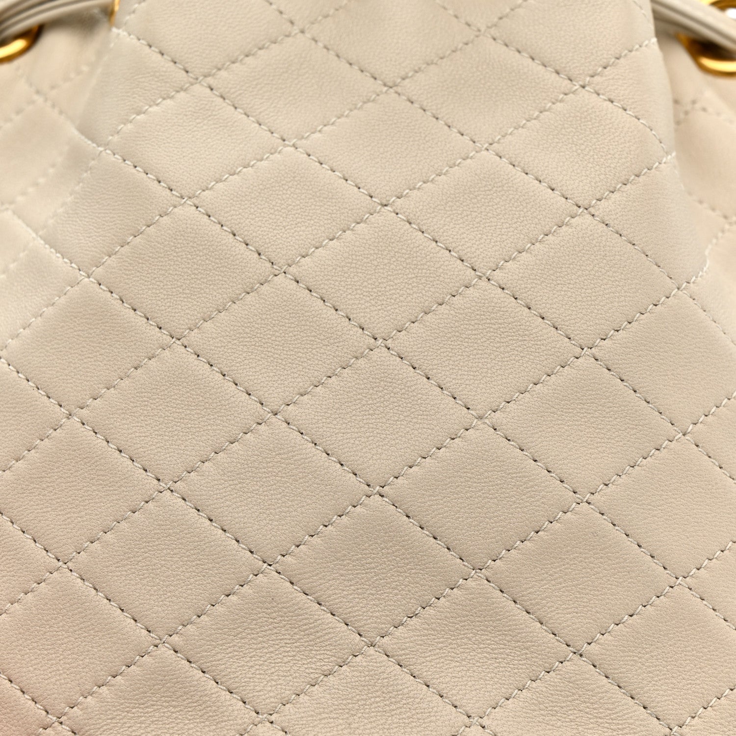 Saint Laurent Lambskin Carre Quilted Cassandre Small Bucket Bag Crema Soft 10 of 12