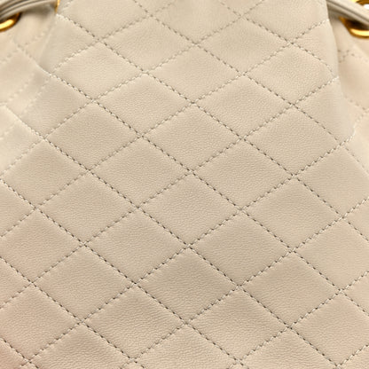 Saint Laurent Lambskin Carre Quilted Cassandre Small Bucket Bag Crema Soft 10 of 12