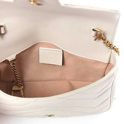 Gucci Calfskin Matelasse Super Mini GG Marmont Shoulder Bag White 5 of 9