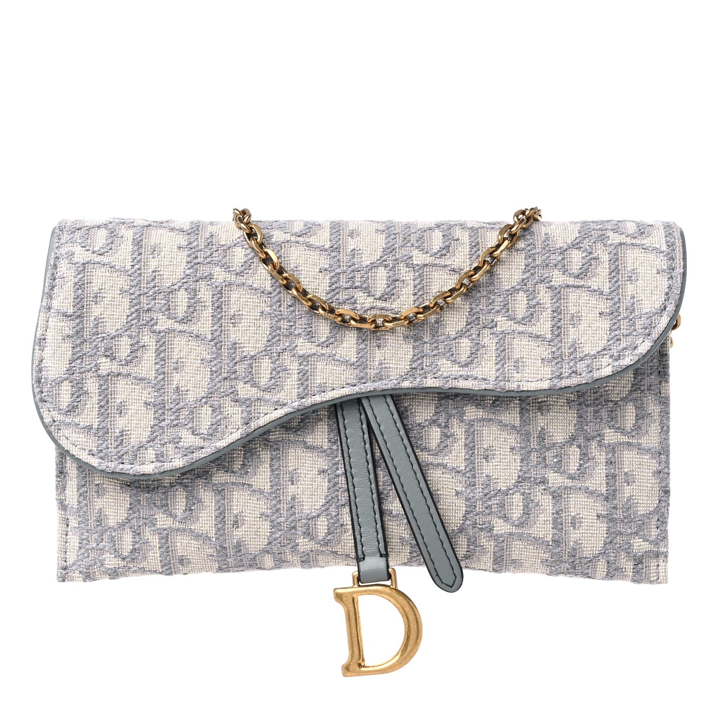 Oblique Saddle Chain Long Wallet Grey