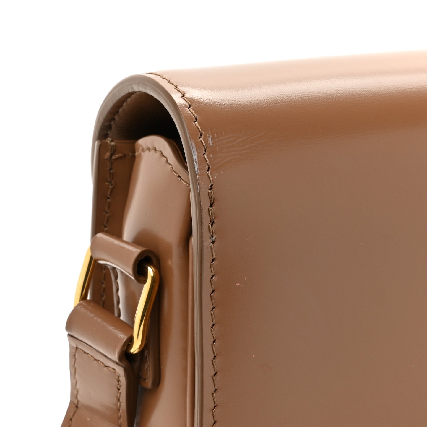 Shiny Calfskin Besace Clea Triomphe Bronze