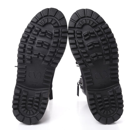 Valentino Garavani Suede Rockstud Cap Toe Combat Boots 35.5 Black 7 of 7