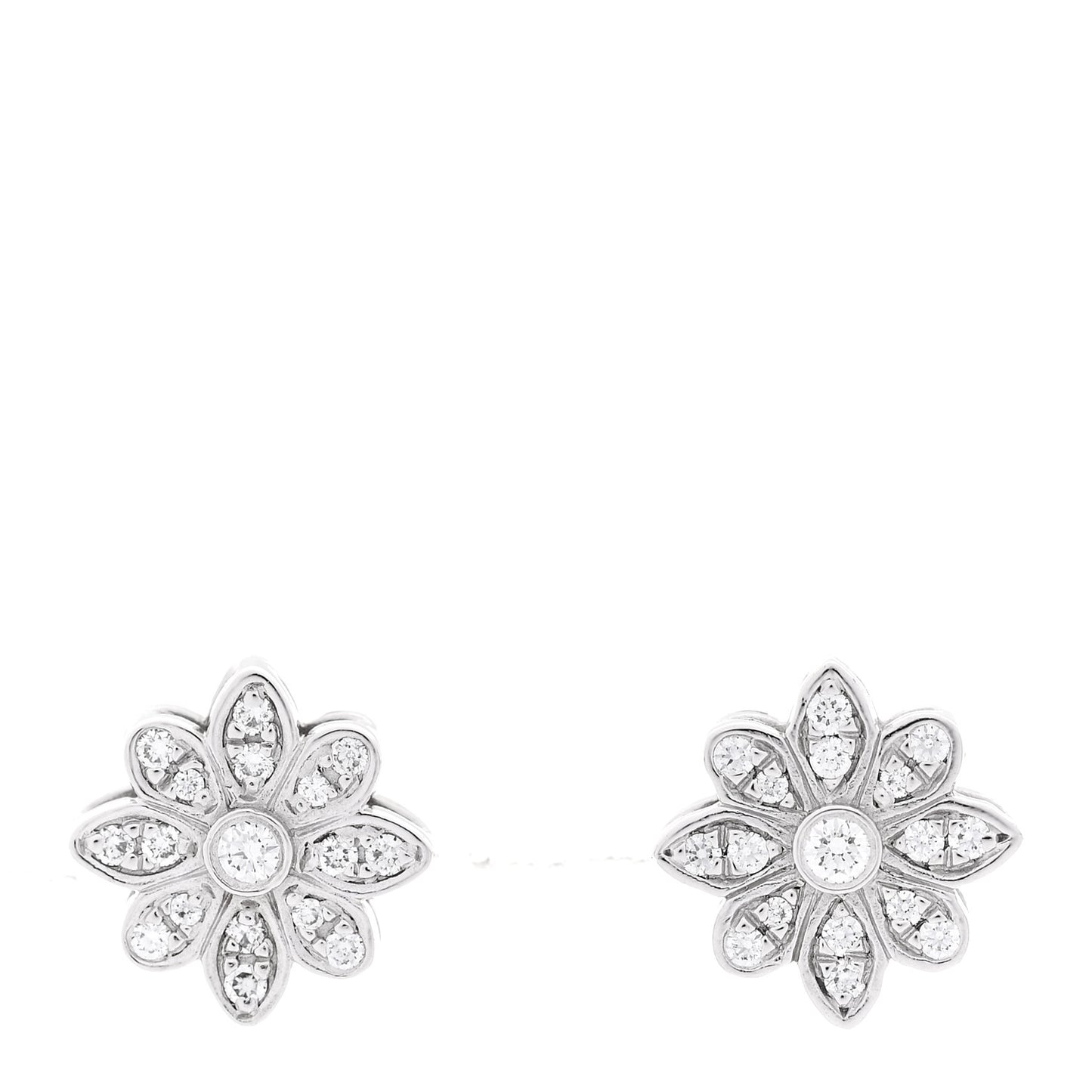 Platinum Diamond Daisy Flower Earrings